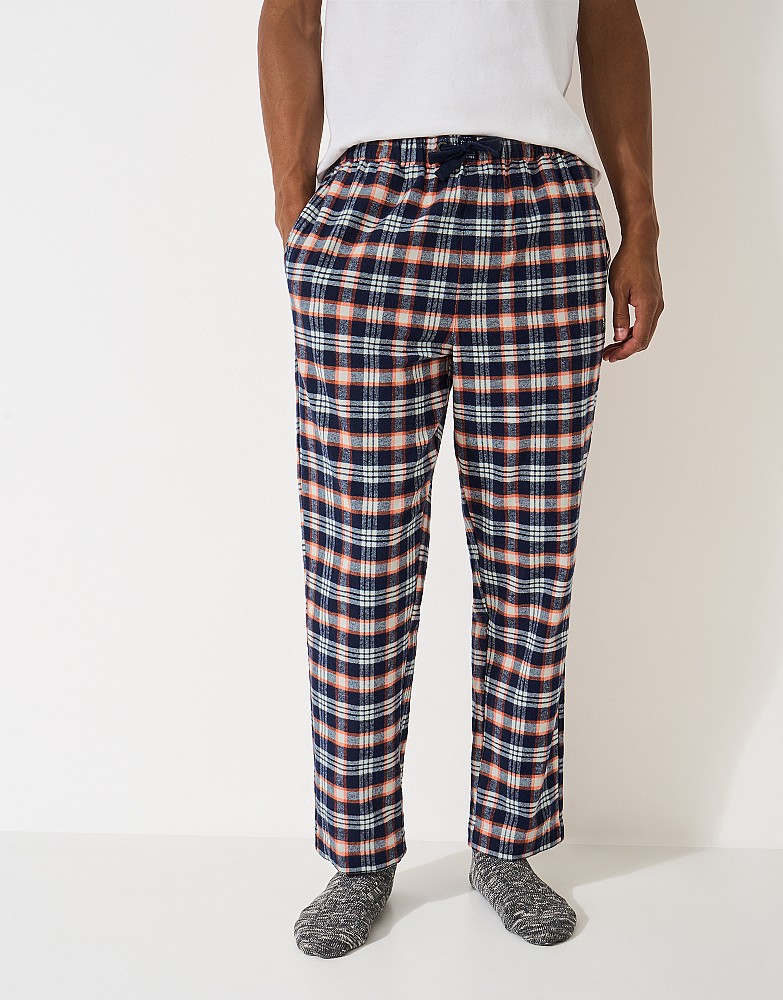 Flannel Lounge Trouser in Navy and Orange Check