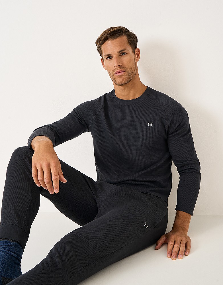 Long Sleeve Waffle Tee in Charcoal