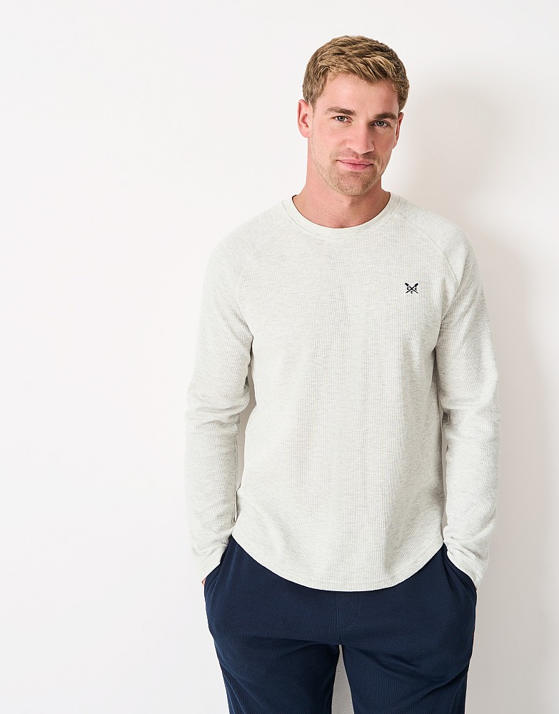 Long Sleeve Waffle T-Shirt in Beige