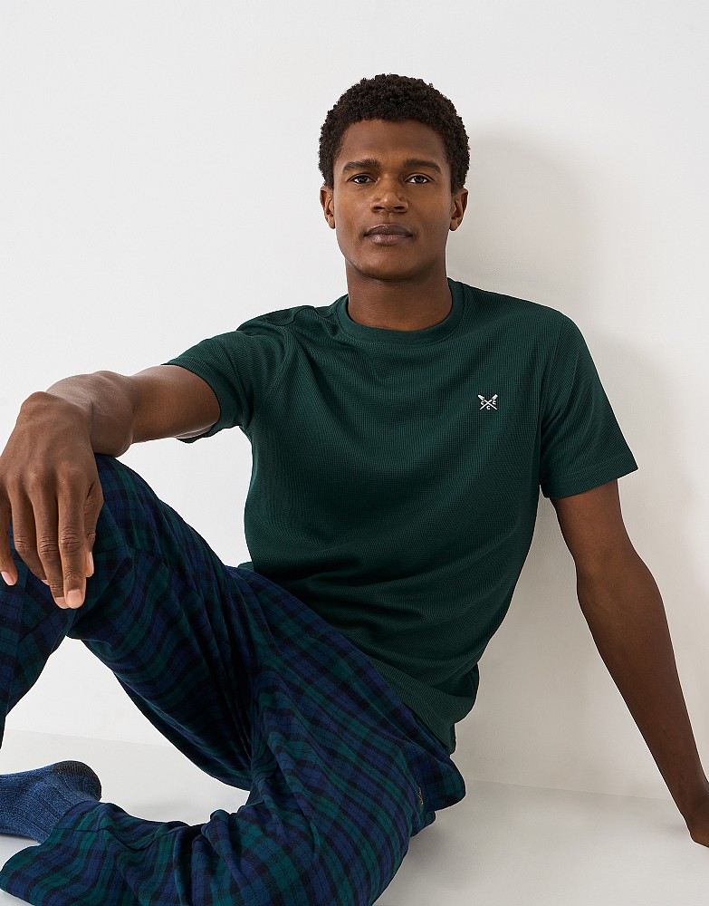 Waffle Tee in Bottle Green