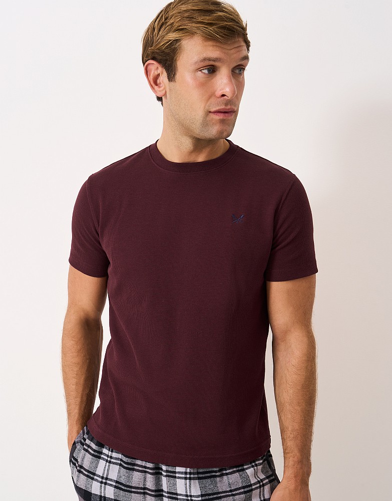 Waffle Tee in Burgundy Red