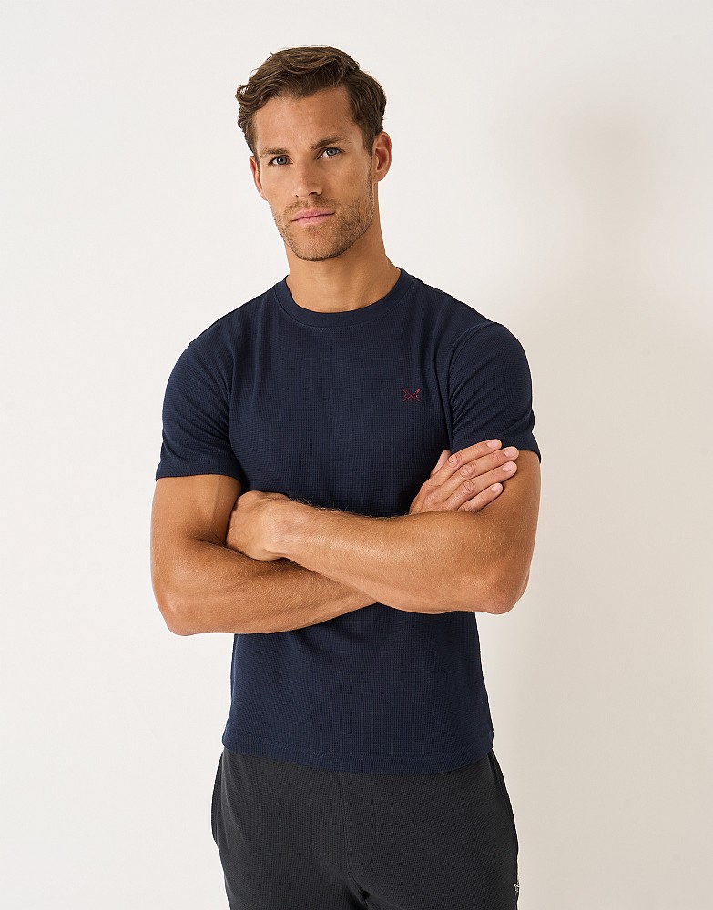 Waffle Tee in Blue and Grey