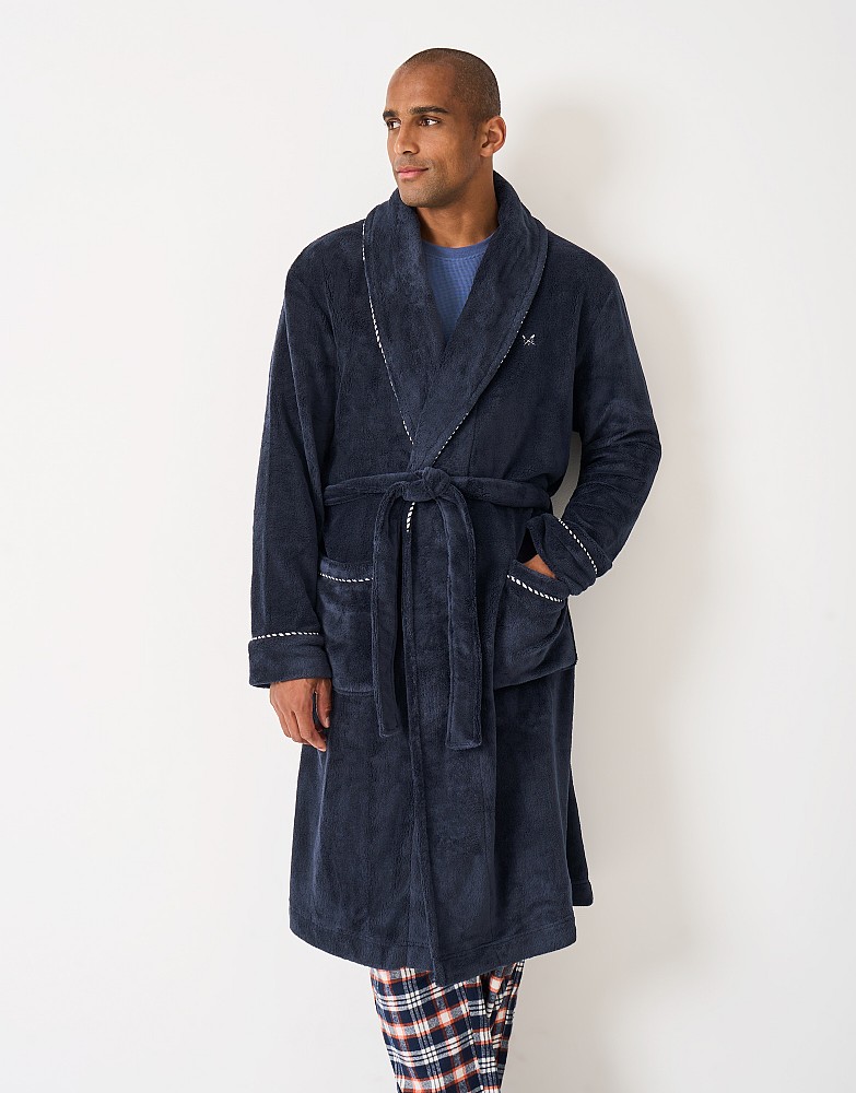 Fleece Bath Robe in Dark Navy