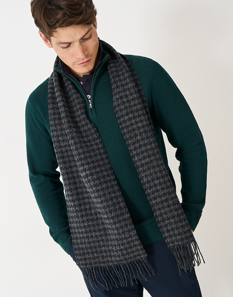 Houndstooth Jaquard Scarf in Charcoal