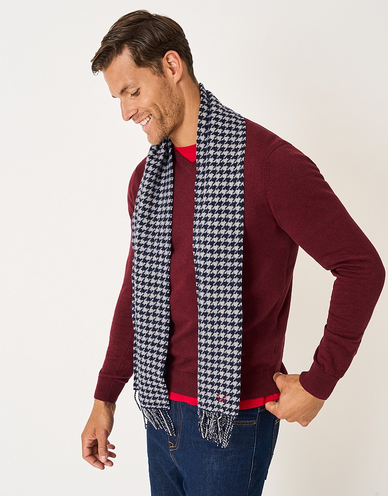 Houndstooth Jaquard Scarf in Navy