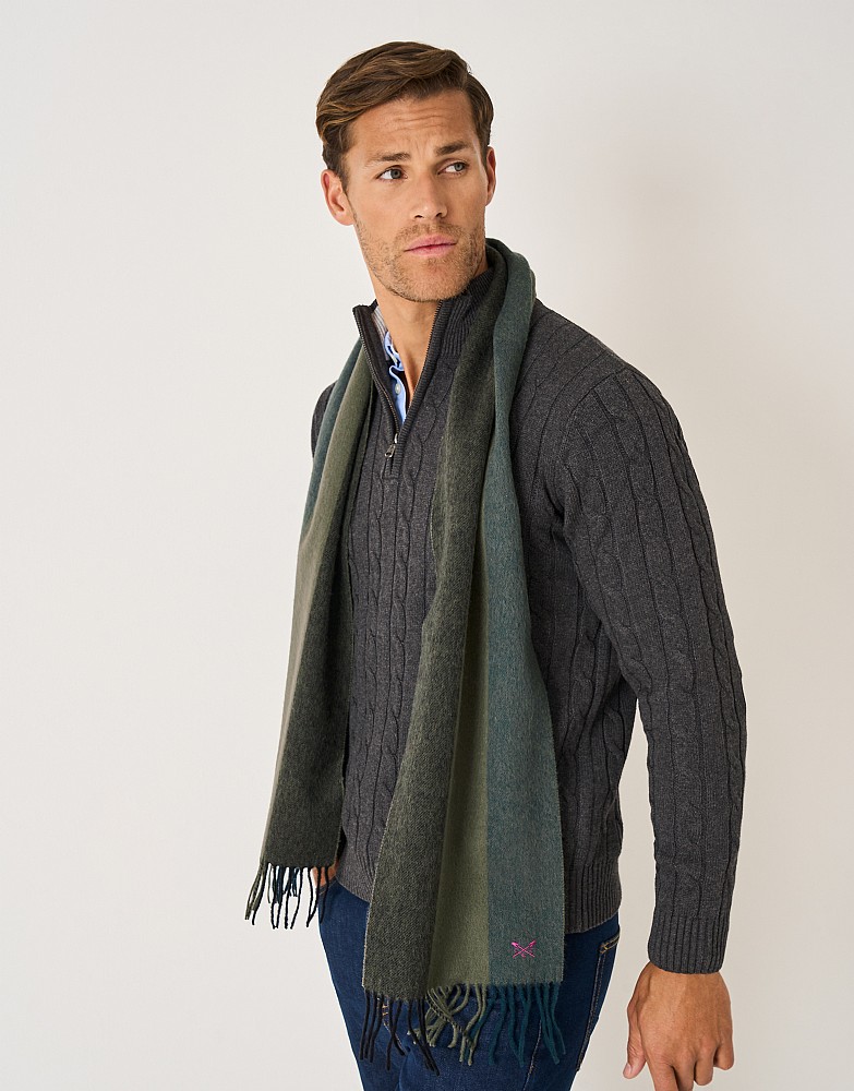 Wool Scarf in Green Stripe