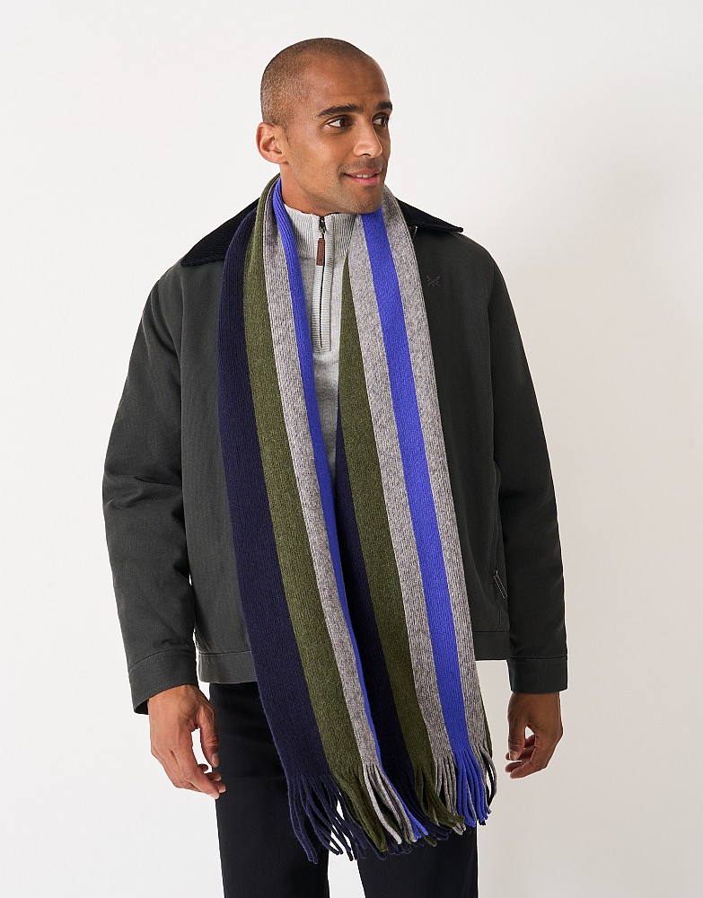 House Stripe Scarf in Olive Green