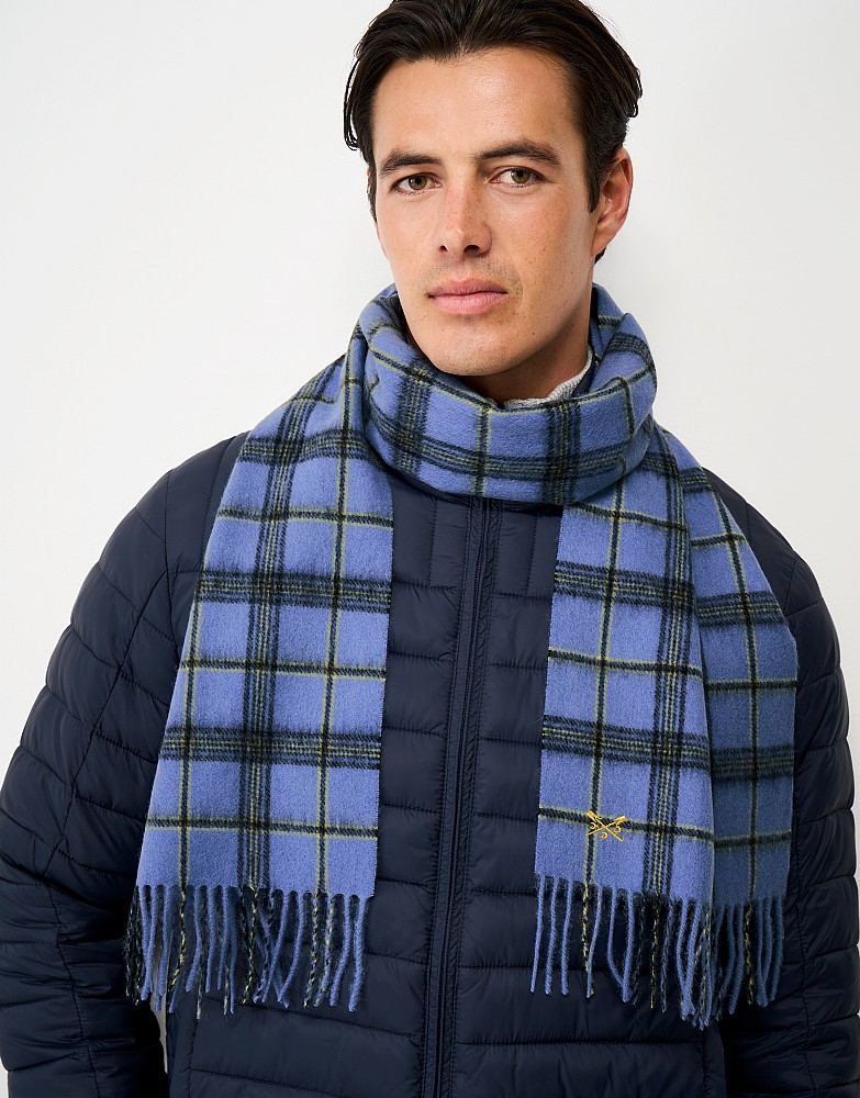 Wool Scarf in Blue Check