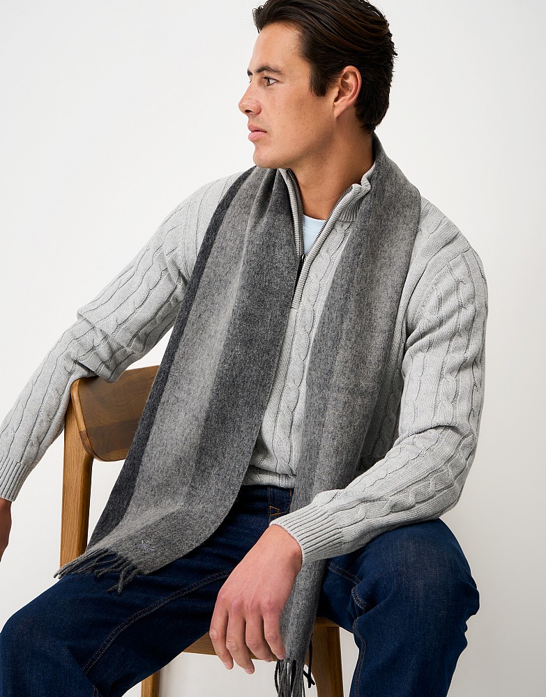 Wool Scarf in Grey Stripes