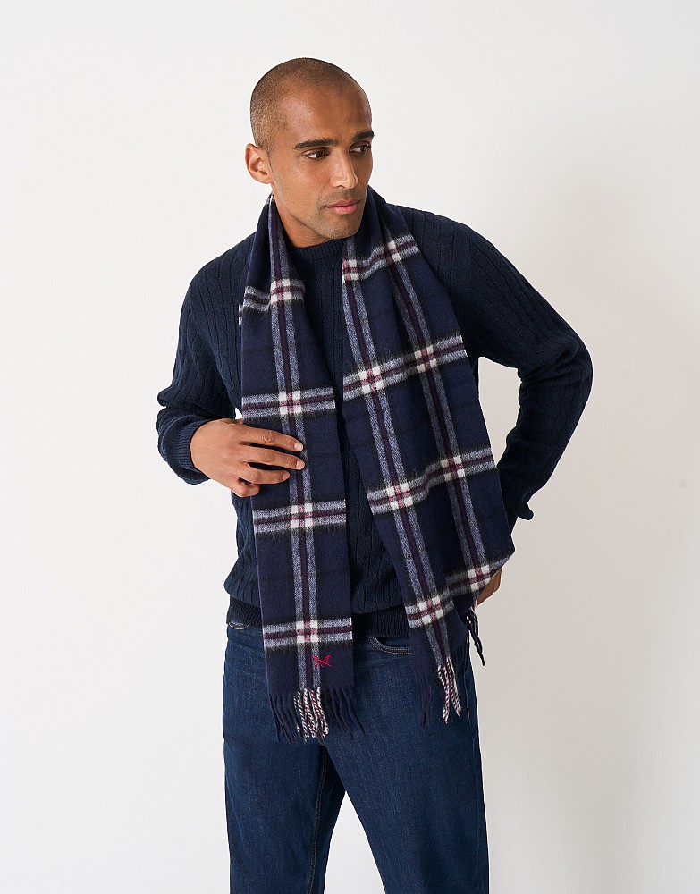 Wool Scarf in Navy Check