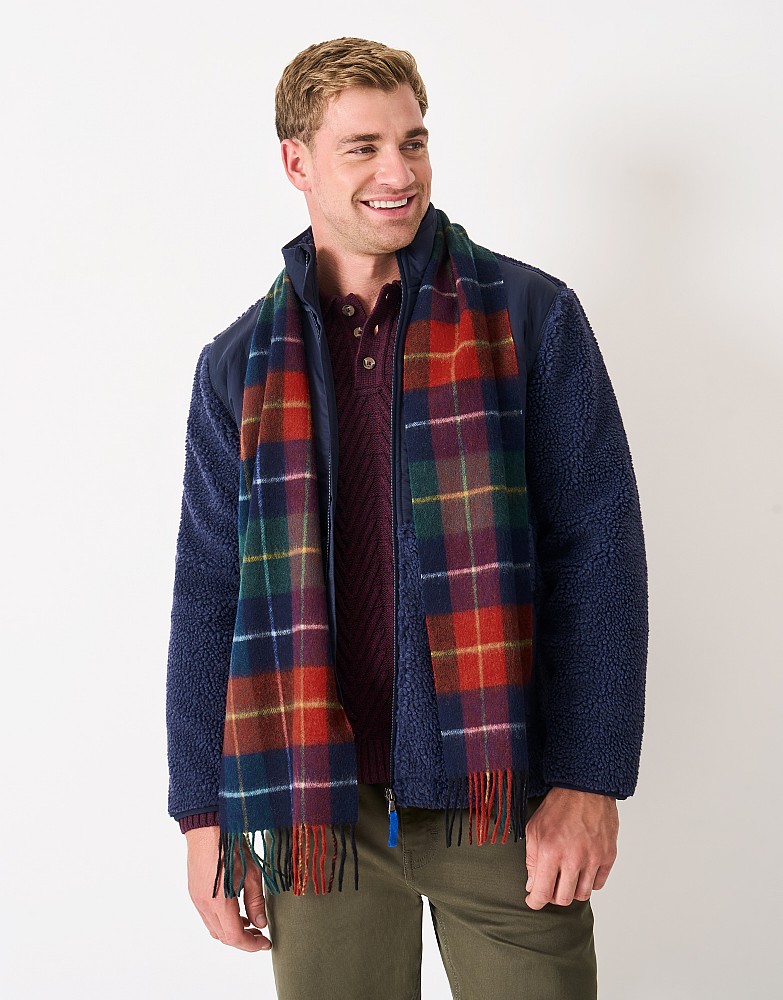 Wool Scarf in Red and Navy Check