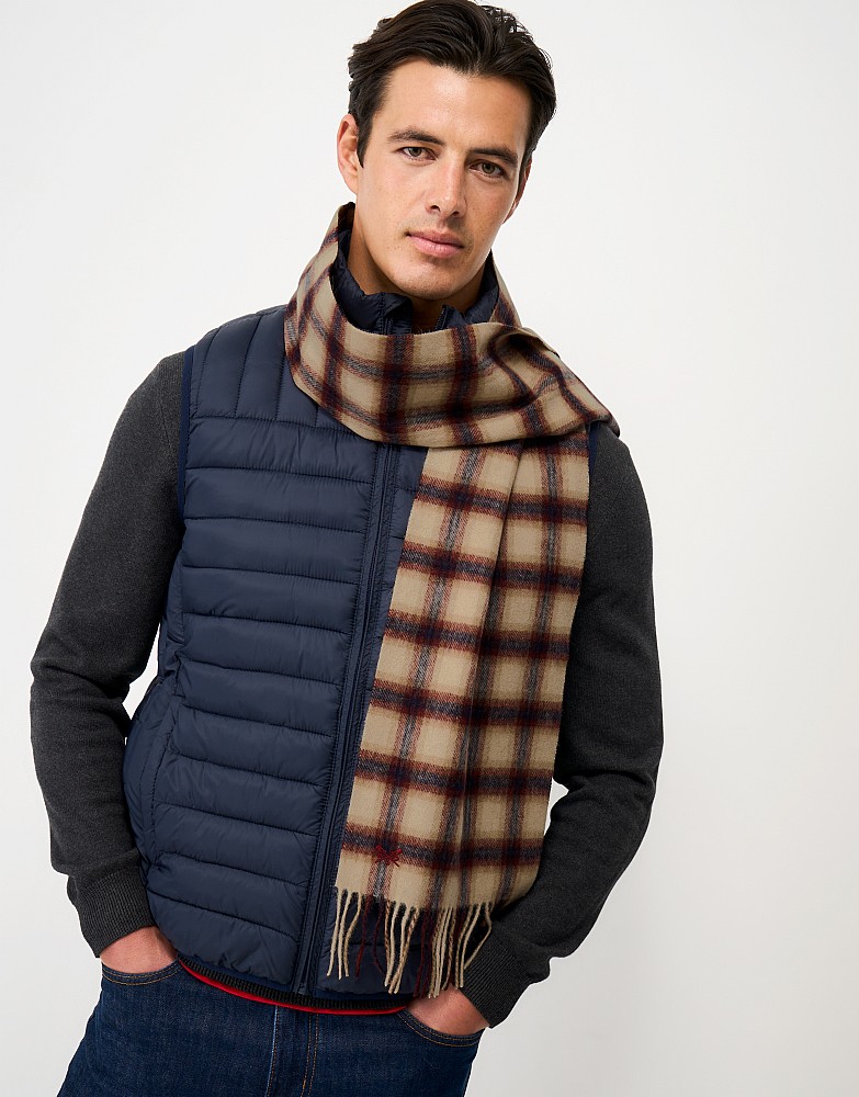 Wool Scarf in Beige Check