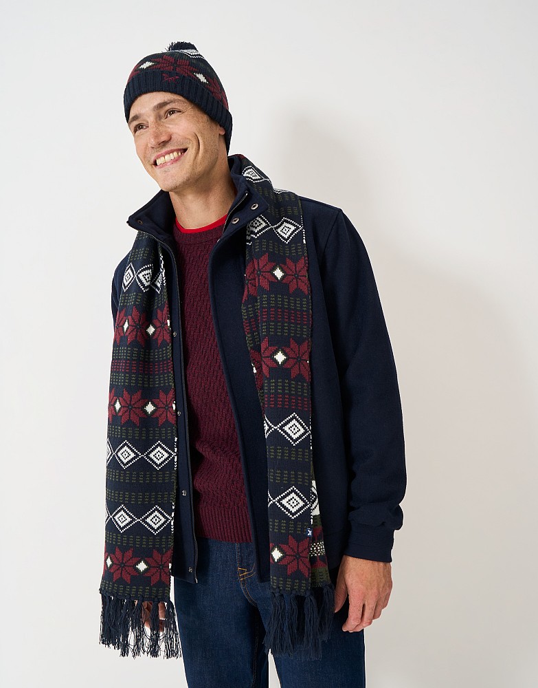Fairisle Scarf in Red, White and Navy