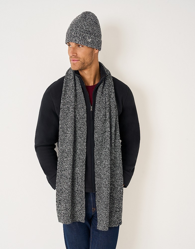 Twisted Yarn Wool Blend Scarf in Navy in Stone Grey