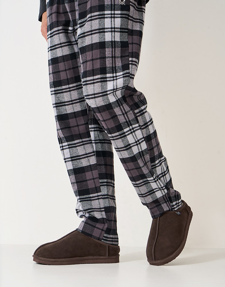 Suede Mule Slipper in Chocolate