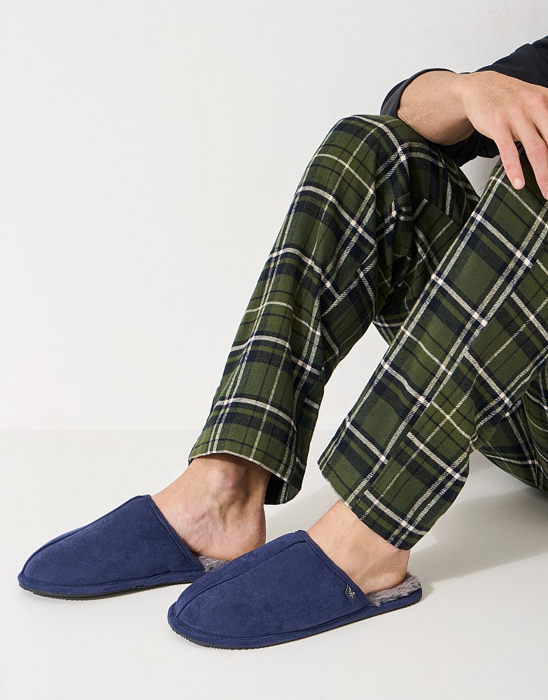 Slip-On Suede-Effect Mule Slipper in Navy