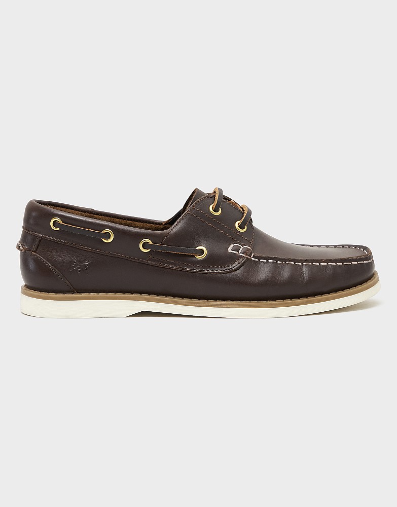 Men's Austell Leather Deck Shoes in Brown from Crew Clothing Company