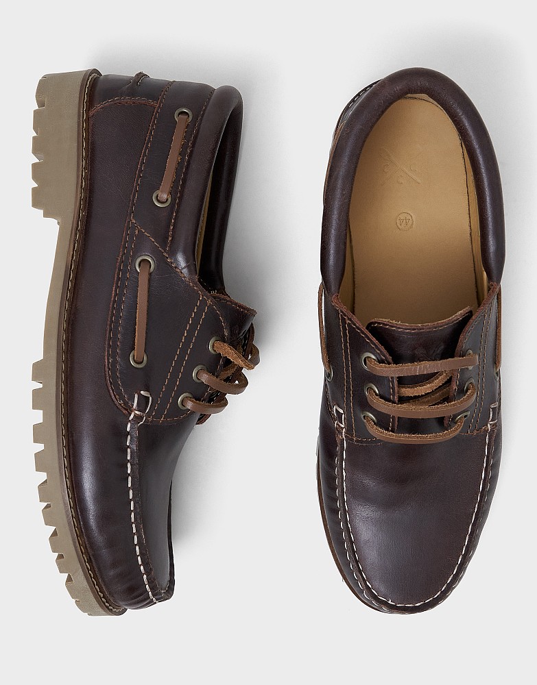 Chunky Leather Deck Shoe in Chocolate Brown