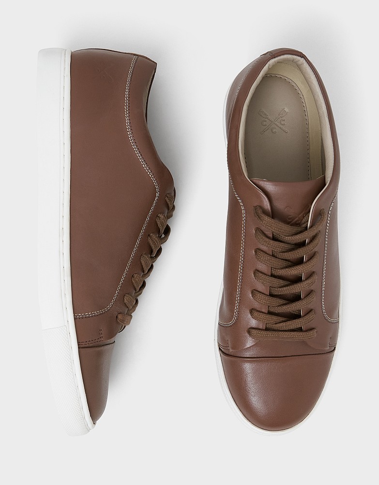 Cupsole Leather Trainers in Brown
