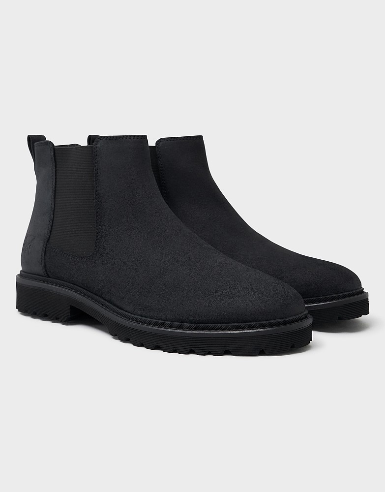 Suede-Leather Chelsea Boots in Black