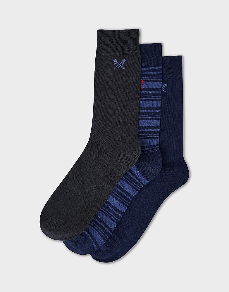 3 Pack Bamboo Socks in Navy, Blue and Grey