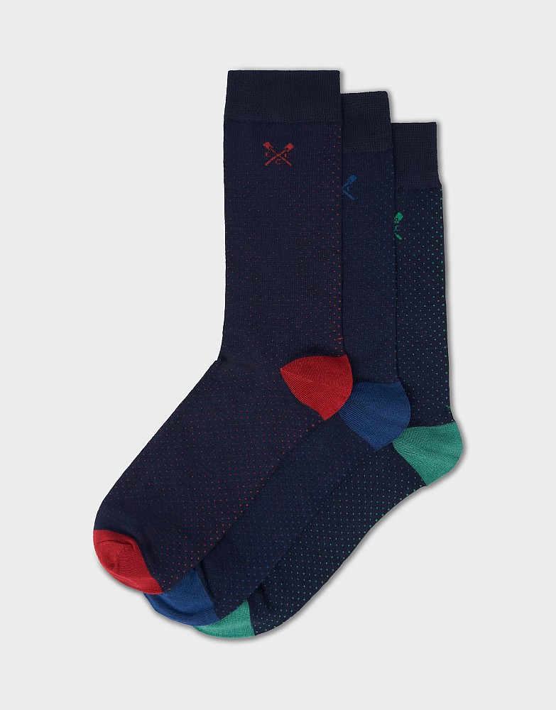 3 Pack Bamboo Socks in Navy, Red and Blue and Green