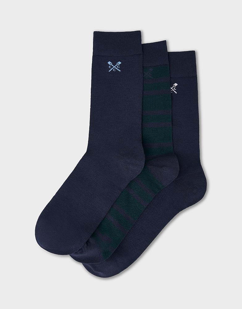 3 Pack Bamboo Socks in Green and Navy