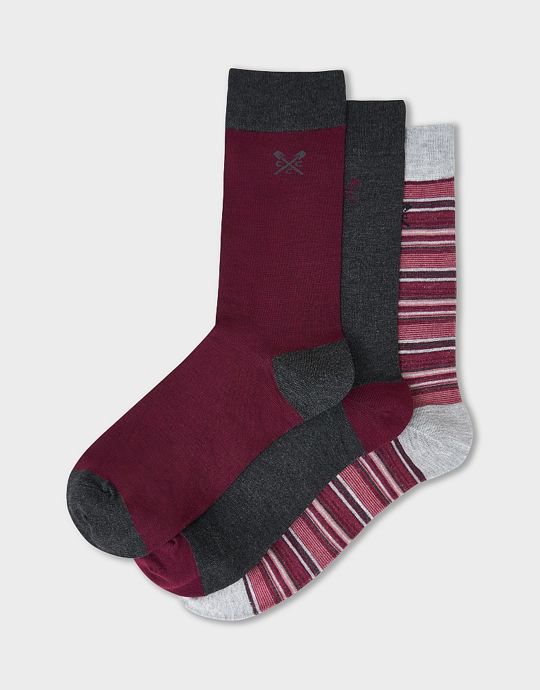 3 Pack Bamboo Socks in Burgundy