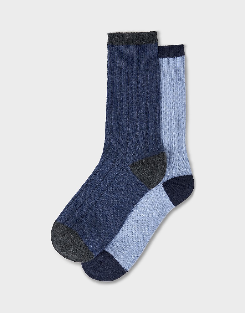 2 Pack Boot Socks in Blue and Navy