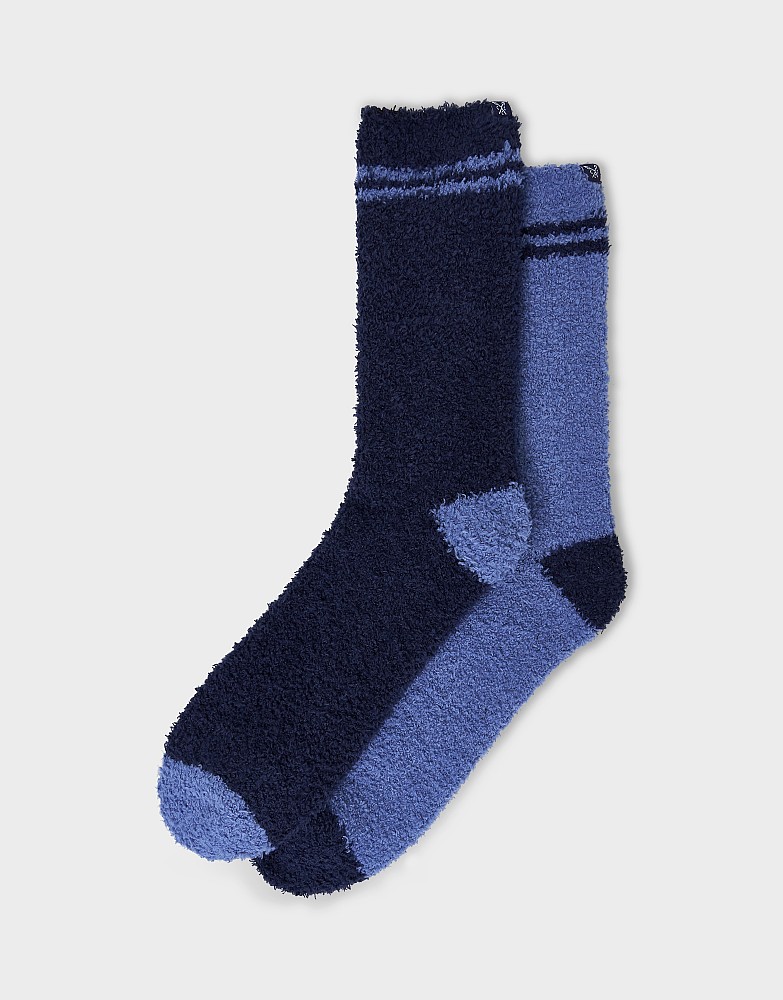 2 Pack Fluffy Socks in Navy and Blue