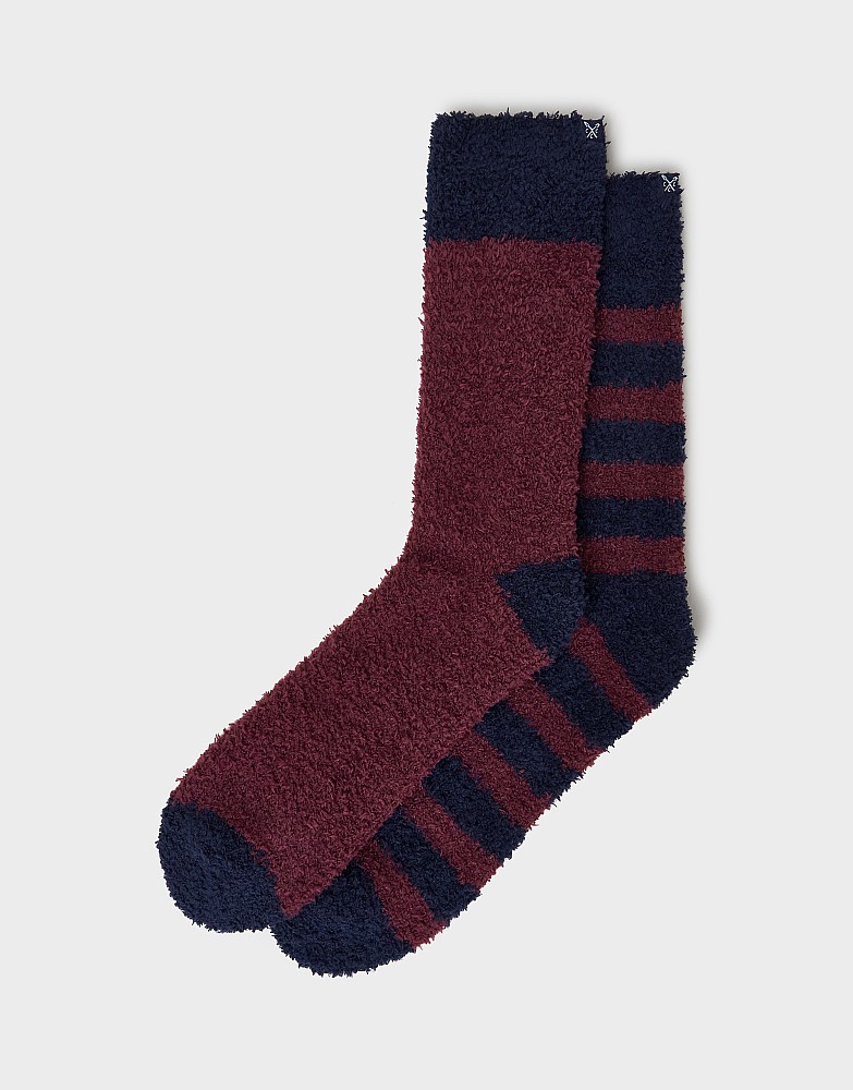 2 Pack Fluffy Socks in Navy and Burgundy