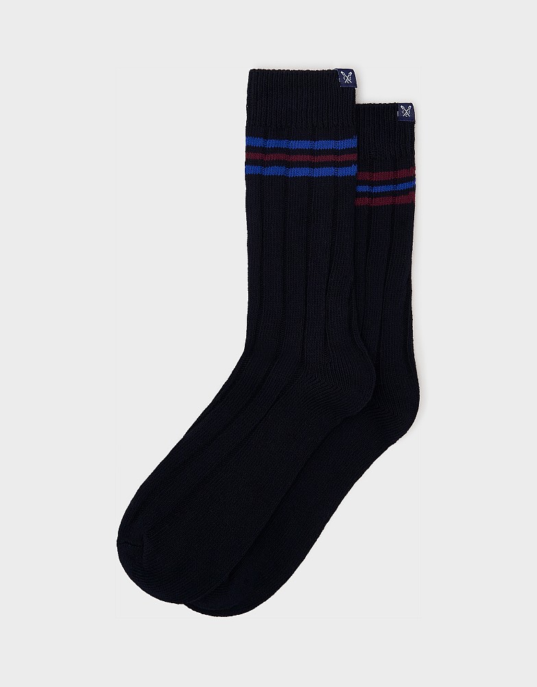 2 Pack Stripe Rugby Socks in Navy