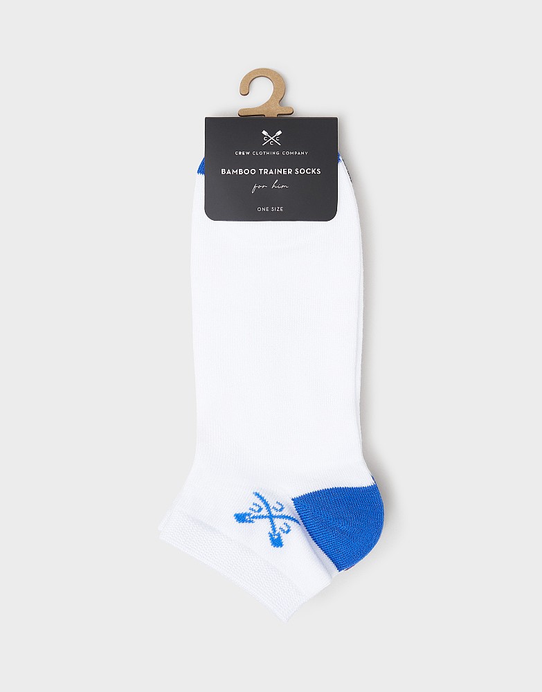 Men's 3-Pack Trainer Socks in White from Crew Clothing Company