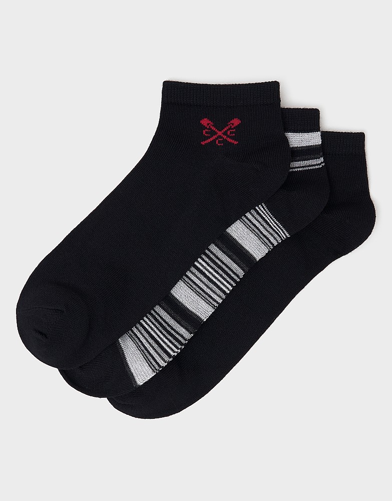 3 Pack Trainer Sock in Grey Stripe