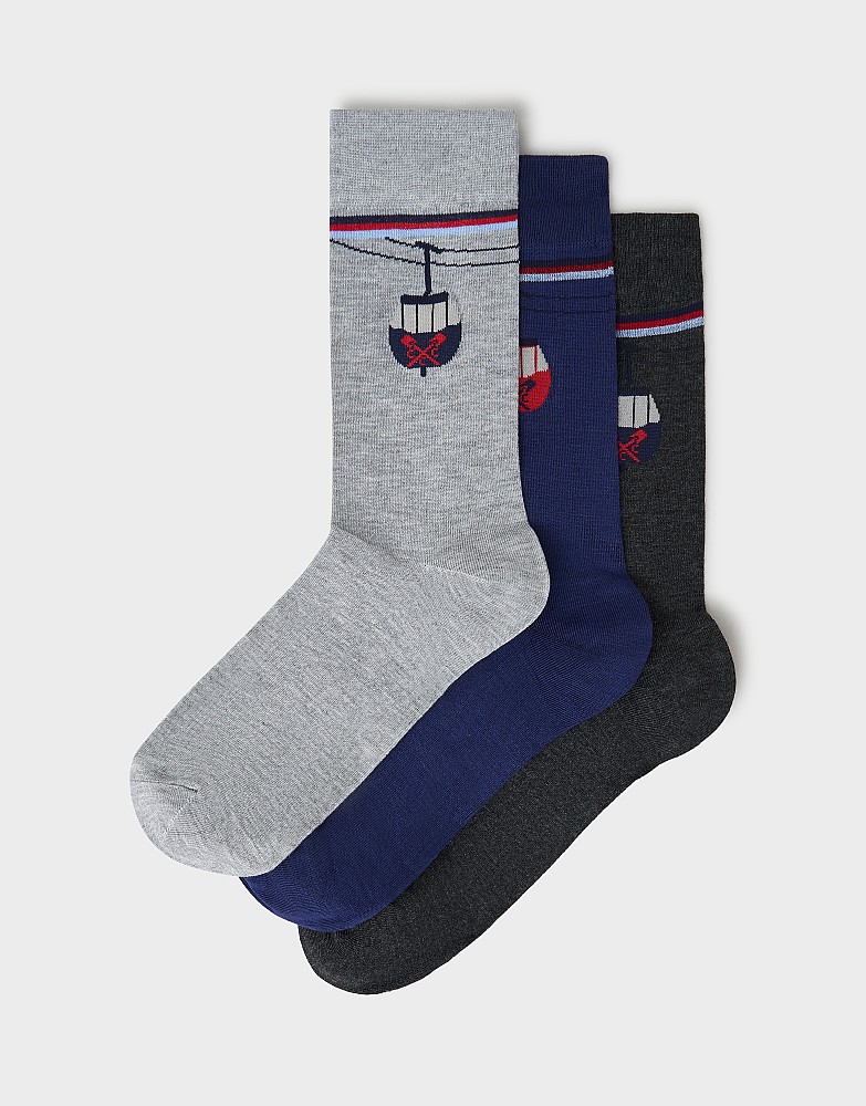 3 Pack Bamboo Socks Box in Cable car print