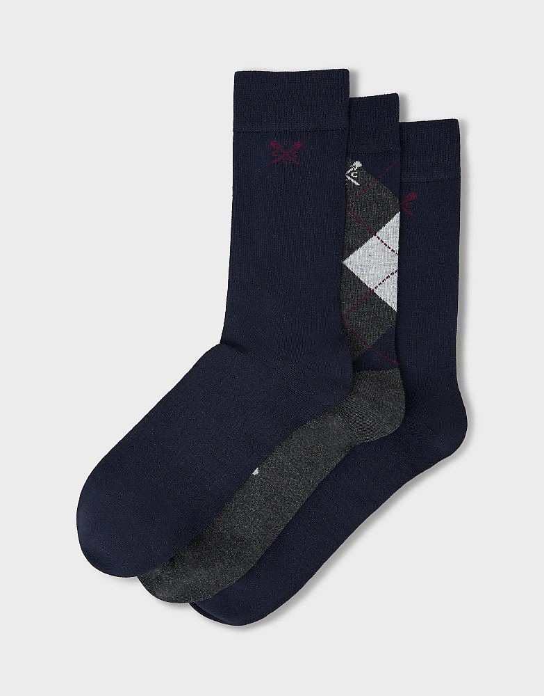 3 Pack Bamboo Socks in Navy and Grey