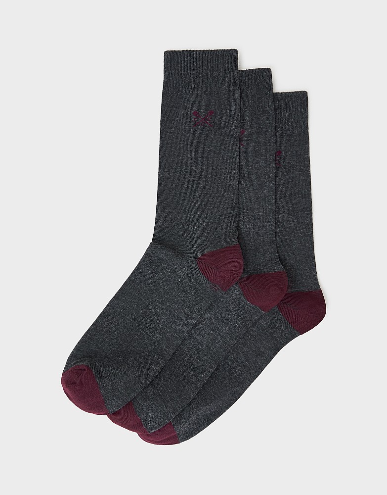 3 Pack Bamboo Socks in Charcoal