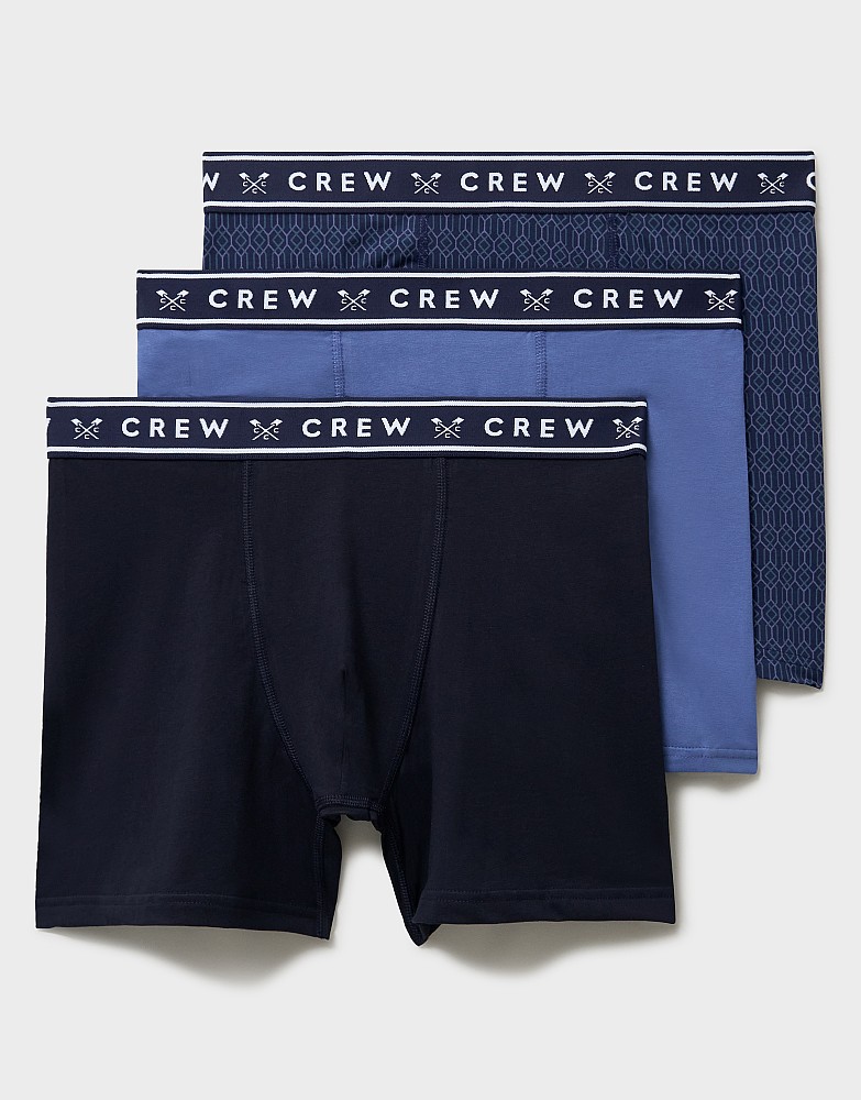 3 Pack Jersey Boxers in Navy and Blue Geo Print