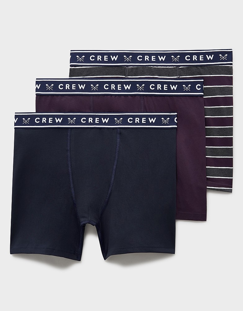 3 Pack Jersey Boxers in Navy and Burgundy