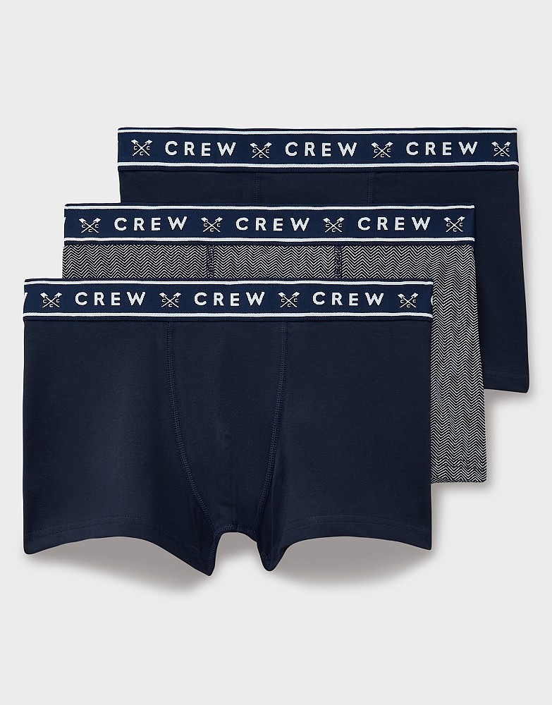 3-Pack Boxer Briefs in Grey Marl & Dark Navy Herringbone