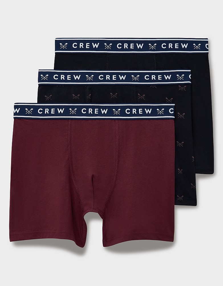 3-Pack Jersey Boxers in Wine & Dark Navy