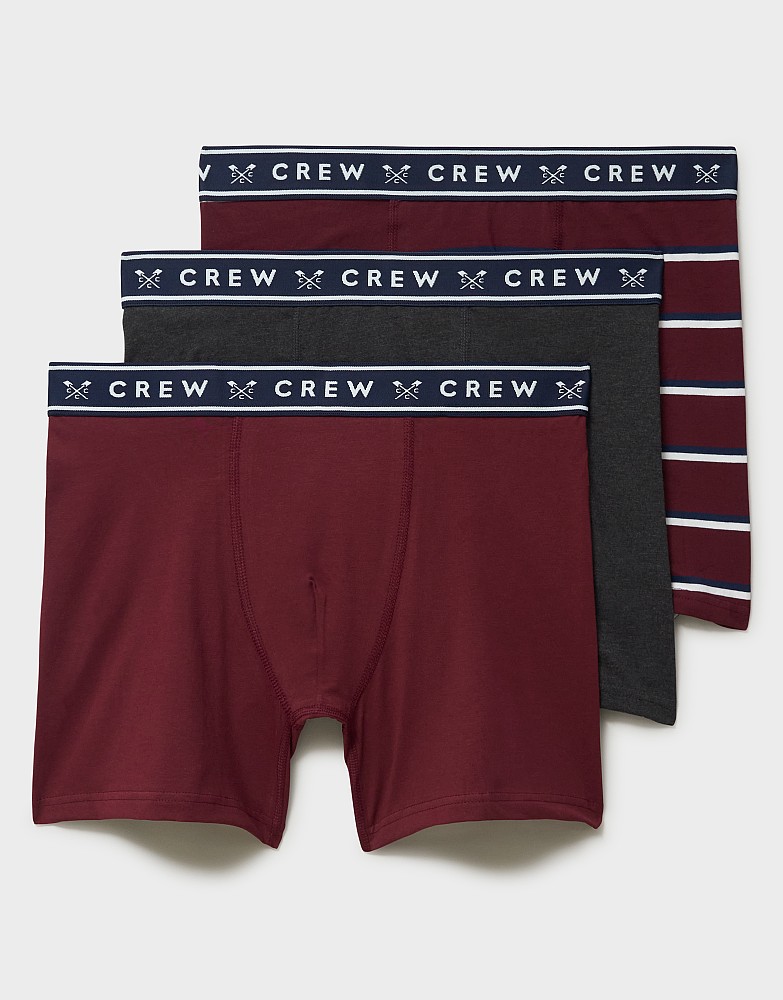 3 Pack Jersey Boxers in Burgundy and Grey