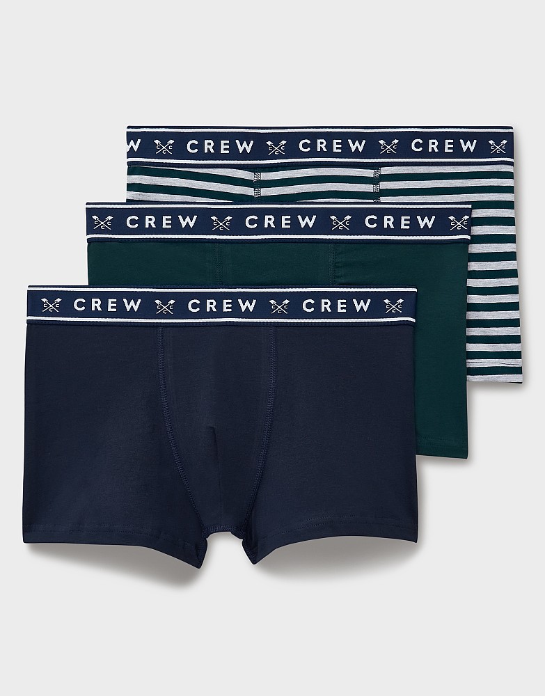 3-Pack Boxer Briefs in Green, Dark Navy & Grey Marl
