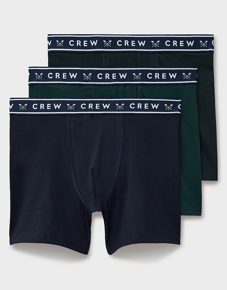 3-Pack Jersey Boxers in Dark Navy & Green Print