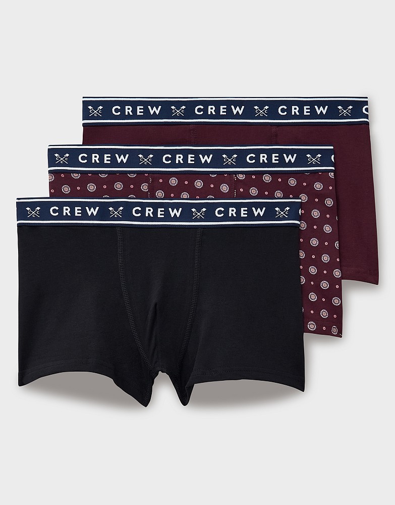 3 Pack Boxer Briefs in Navy and Burgundy