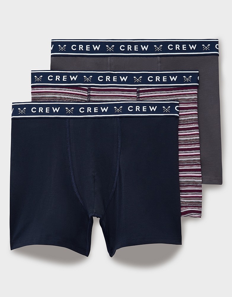 3 Pack Jersey boxers in Navy, Grey and Burgundy