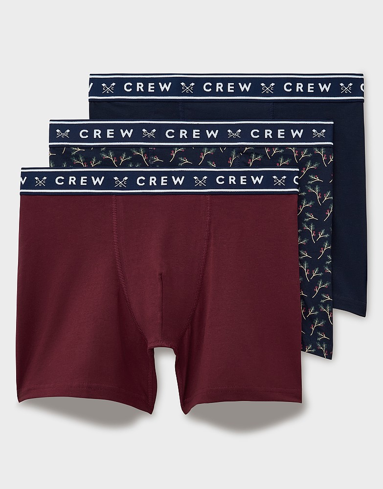 3 Pack Jersey Boxers in Navy and Burgundy.
