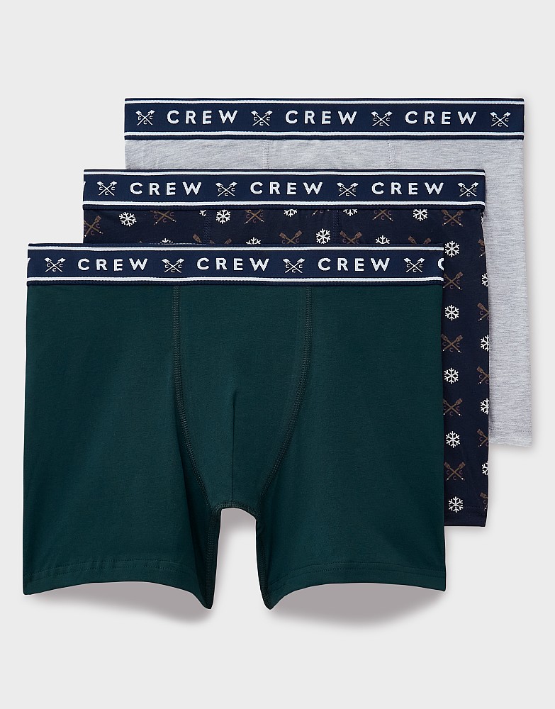 3 Pack Jersey Boxers in Navy, Green and Grey