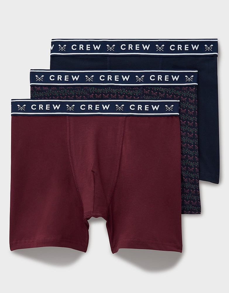 3 Pack Jersey Boxers in Navy and Burgundy