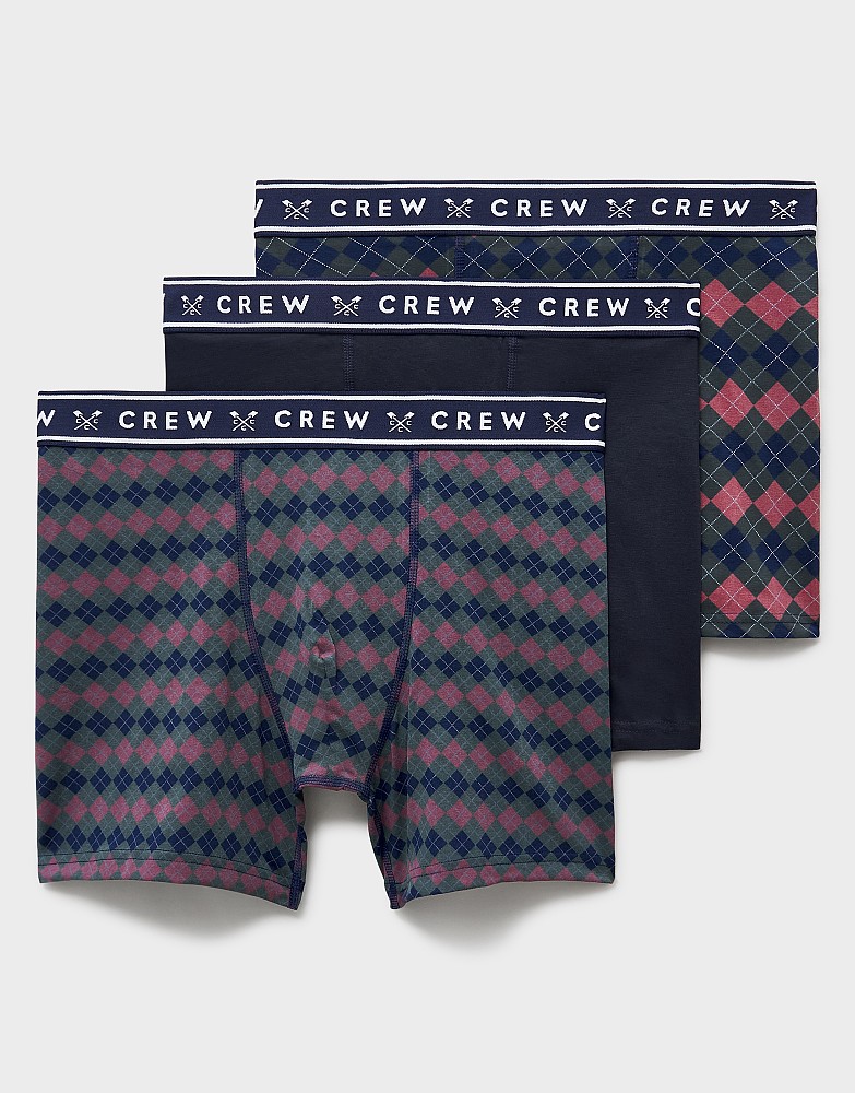 3 Pack Jersey Boxers in Argyle
